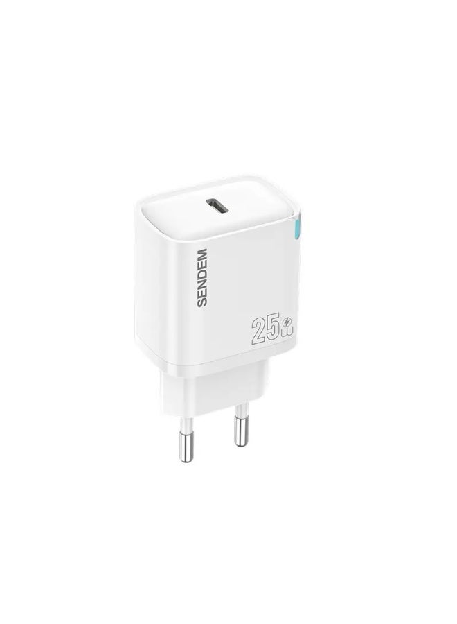 سيندم شاحن SENDEM OG61 السريع بقوة 25 واط بتقنية PD مع كابل من النوع C إلى النوع C - قابس أوروبي - شحن فائق السرعة لأجهزة أندرويد وآيفون - Image 5